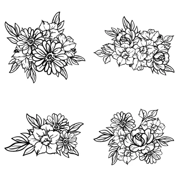 Inconsútil Patrón Flores Estilo Vintage Monocromo — Vector de stock