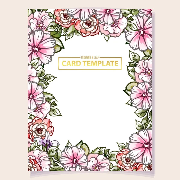 Tarjeta Invitación Color Patrón Flores Estilo Vintage — Vector de stock