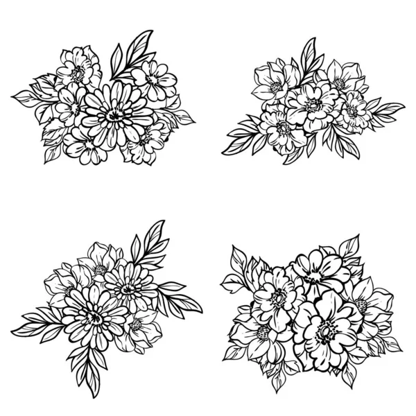 Seamless Monochrome Vintage Style Flowers Pattern — Stock Vector