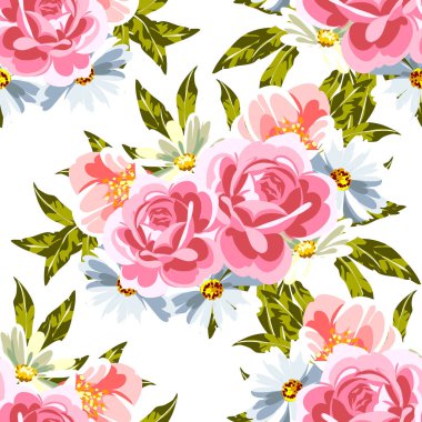 Renkli vintage tarzı çiçekler pürüzsüz desen