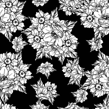 Kusursuz tek renkli klasik çiçek deseni