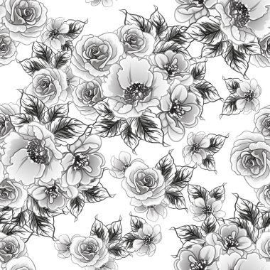 Kusursuz tek renkli klasik çiçek deseni
