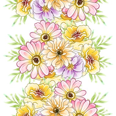 Renkli vintage tarzı çiçekler pürüzsüz desen