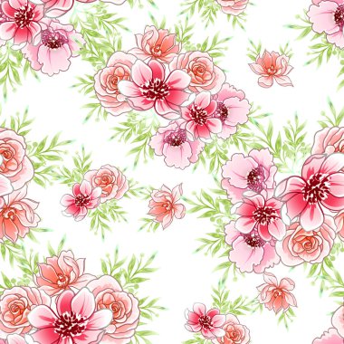 Renkli vintage tarzı çiçekler pürüzsüz desen