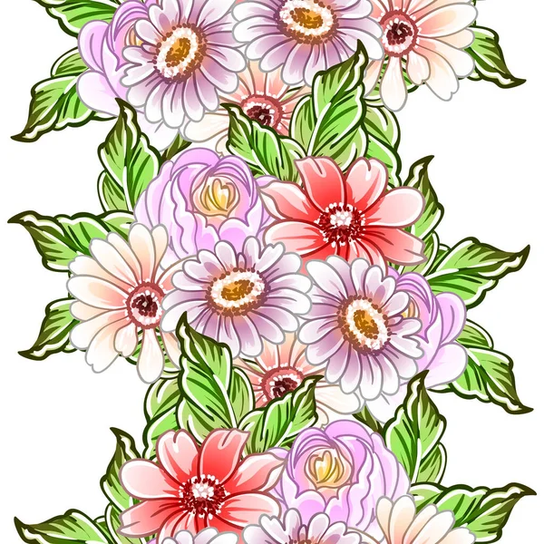 Fleurs Style Vintage Coloré Motif Sans Couture — Image vectorielle