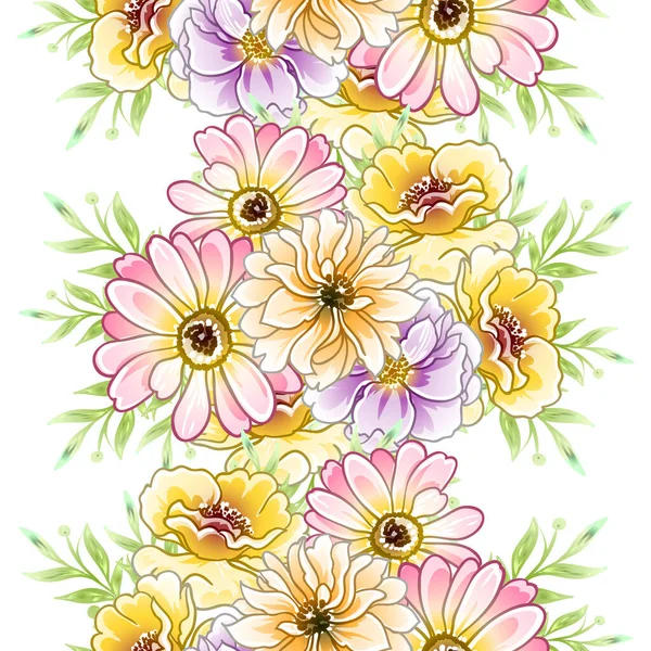 Coloridas Flores Estilo Vintage Patrón Sin Costuras — Vector de stock