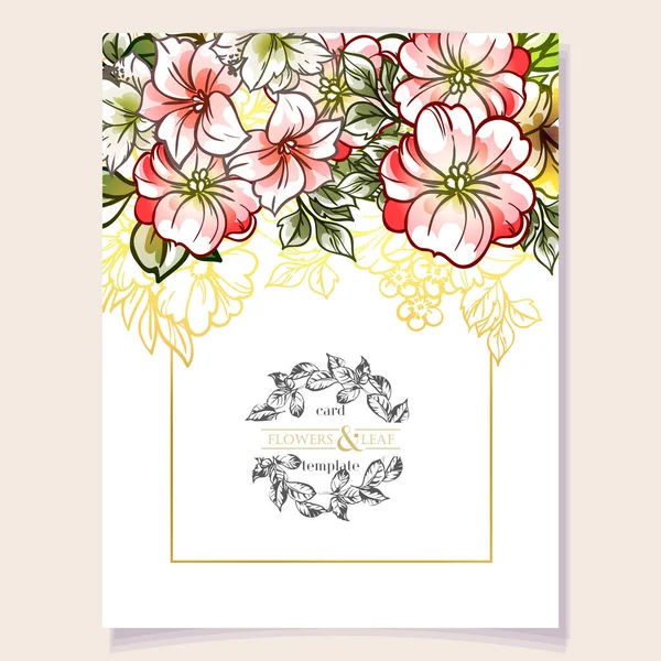 Colored Invitation Card Vintage Style Flowers Pattern — Stock Vector