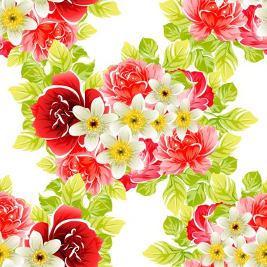 Renkli vintage tarzı çiçekler pürüzsüz desen