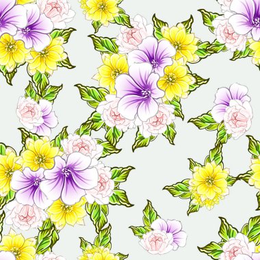 Renkli vintage tarzı çiçekler pürüzsüz desen