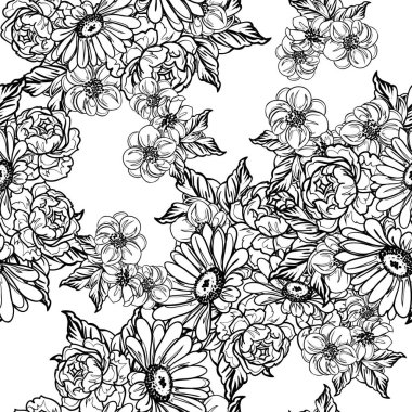 Kusursuz tek renkli klasik çiçek deseni