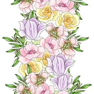 Renkli vintage tarzı çiçekler pürüzsüz desen