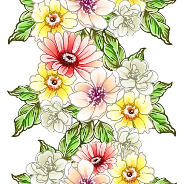 Renkli vintage tarzı çiçekler pürüzsüz desen