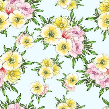 Renkli vintage tarzı çiçekler pürüzsüz desen