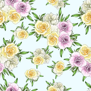 Renkli vintage tarzı çiçekler pürüzsüz desen