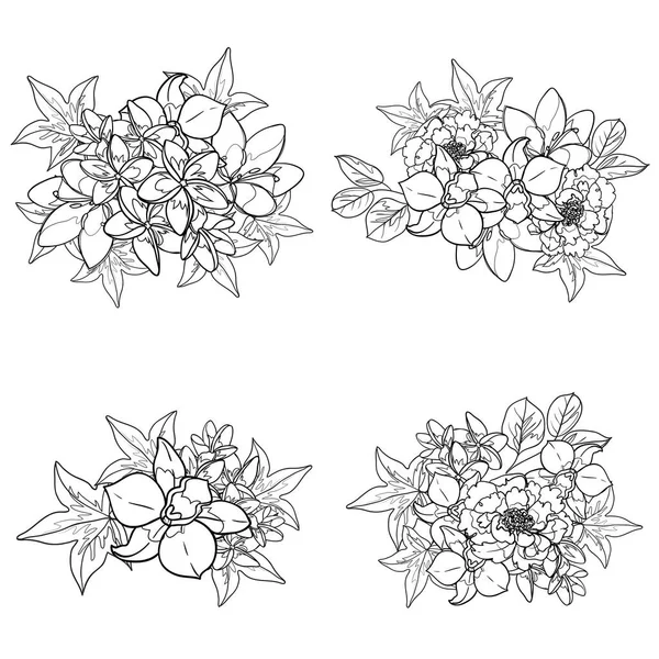 Naadloze Monochrome Vintage Stijl Bloemen Patroon — Stockvector