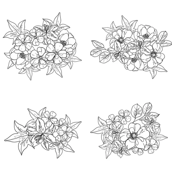 Modèle Fleurs Sans Couture Style Vintage Monochrome — Image vectorielle