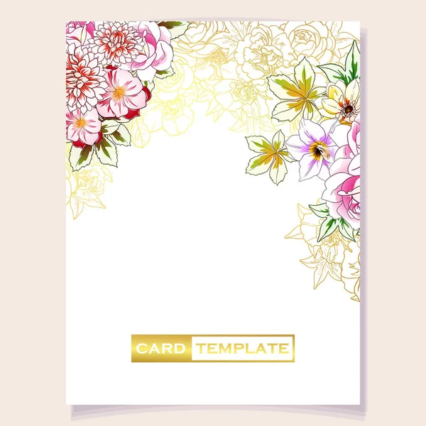 Carte Invitation Colorée Motif Fleurs Style Vintage — Image vectorielle