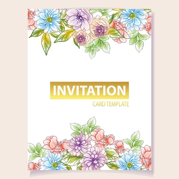 Gekleurde Uitnodigingskaart Vintage Stijl Bloemen Patroon — Stockvector