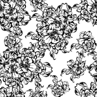 Kusursuz tek renkli klasik çiçek deseni