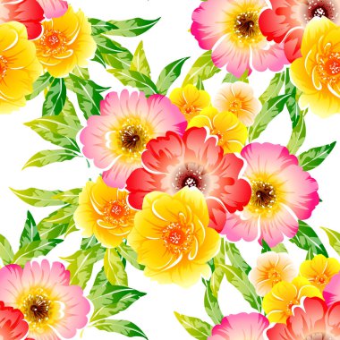 Renkli vintage tarzı çiçekler pürüzsüz desen