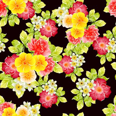 Renkli vintage tarzı çiçekler pürüzsüz desen