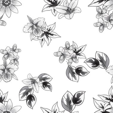 Kusursuz tek renkli klasik çiçek deseni