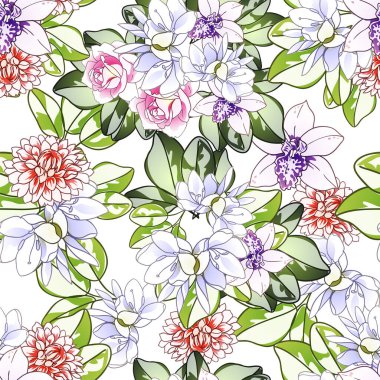 Renkli vintage tarzı çiçekler pürüzsüz desen