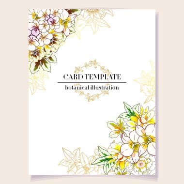 Renkli davetiye kartı, eski tarz çiçek deseni