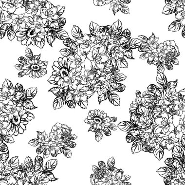 Kusursuz tek renkli klasik çiçek deseni