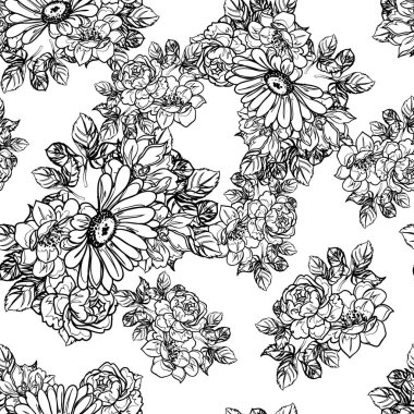 Kusursuz tek renkli klasik çiçek deseni