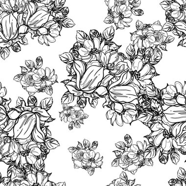 Kusursuz tek renkli klasik çiçek deseni