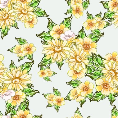 Renkli vintage tarzı çiçekler pürüzsüz desen