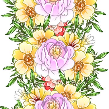 Renkli vintage tarzı çiçekler pürüzsüz desen