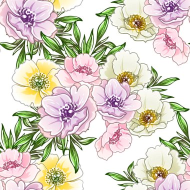 Renkli vintage tarzı çiçekler pürüzsüz desen