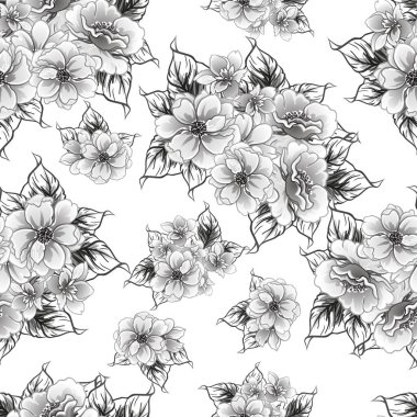 Kusursuz tek renkli klasik çiçek deseni