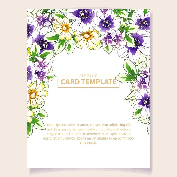 Colored Invitation Card Vintage Style Flowers Pattern — Stock Vector