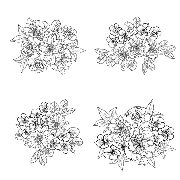 Naadloze Monochrome Vintage Stijl Bloemen Patroon — Stockvector