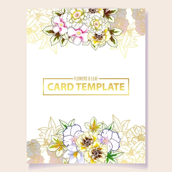 Cartão Convite Colorido Padrão Flores Estilo Vintage — Vetor de Stock