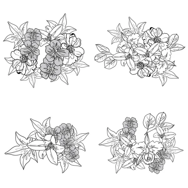 Naadloze Monochrome Vintage Stijl Bloemen Patroon — Stockvector