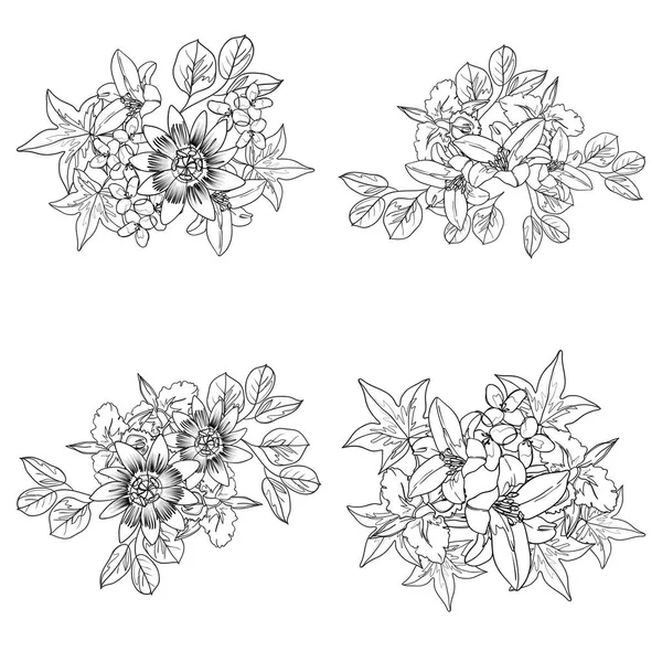 Naadloze Monochrome Vintage Stijl Bloemen Patroon — Stockvector