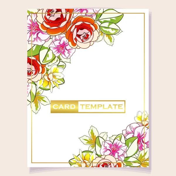 Tarjeta Invitación Color Patrón Flores Estilo Vintage — Vector de stock