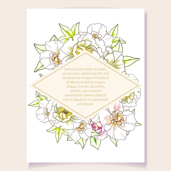 Colored Invitation Card Vintage Style Flowers Pattern — Stock Vector