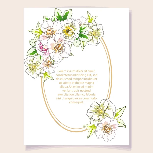 Carte Invitation Colorée Motif Fleurs Style Vintage — Image vectorielle