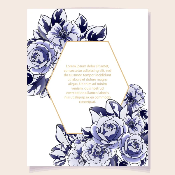 Tarjeta Invitación Color Patrón Flores Estilo Vintage — Vector de stock