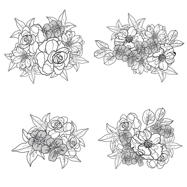 Naadloze Monochrome Vintage Stijl Bloemen Patroon — Stockvector