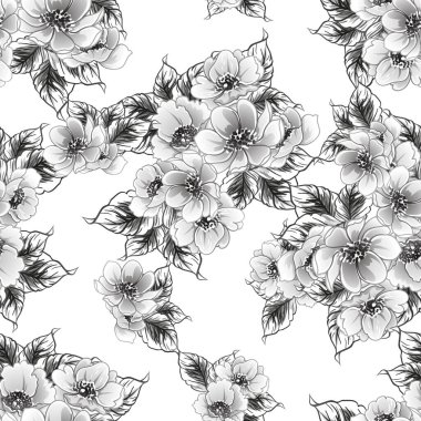 Kusursuz tek renkli klasik çiçek deseni