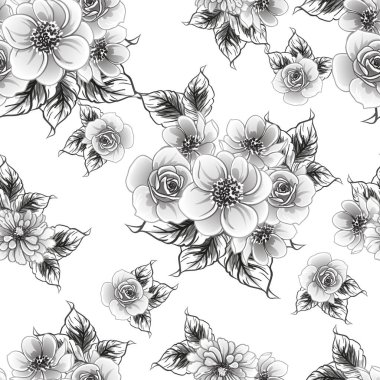 Kusursuz tek renkli klasik çiçek deseni