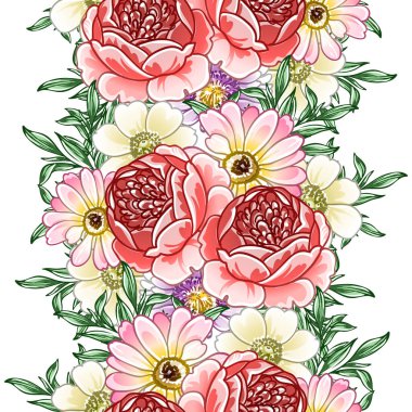 Renkli vintage tarzı çiçekler pürüzsüz desen