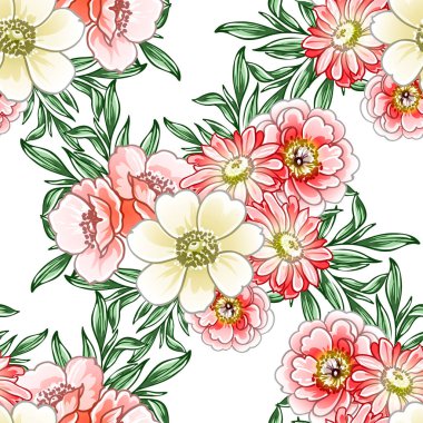 Renkli vintage tarzı çiçekler pürüzsüz desen