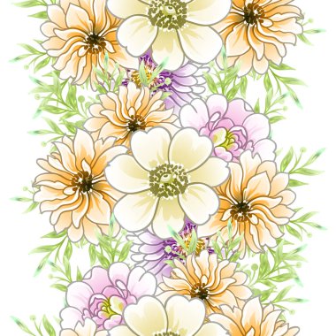 Renkli vintage tarzı çiçekler pürüzsüz desen